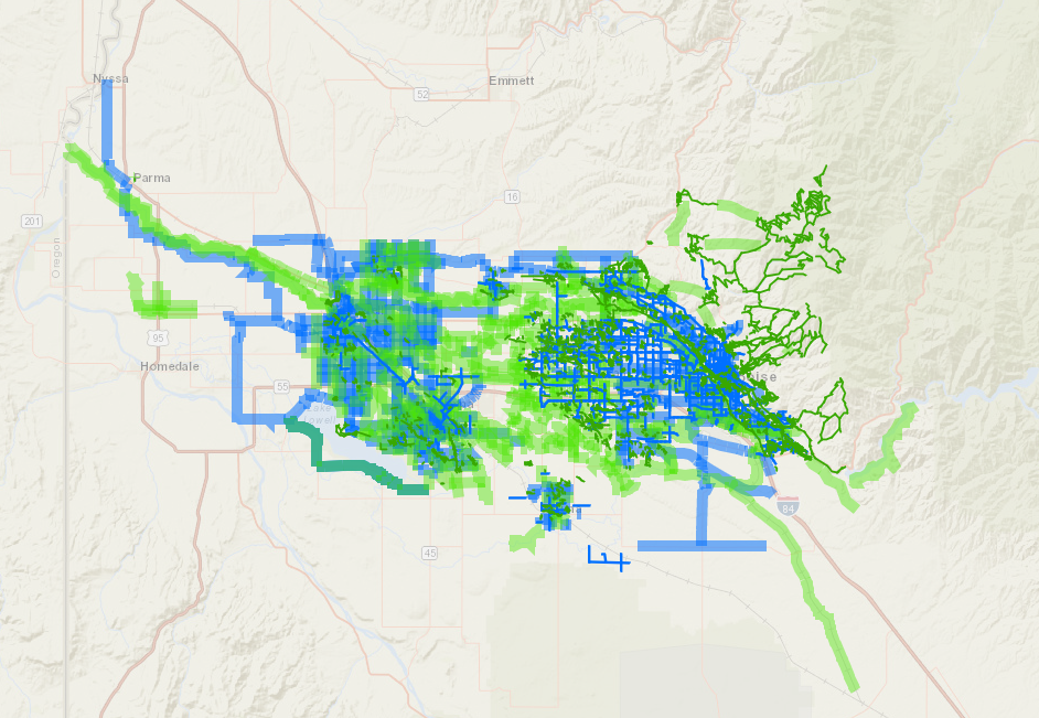 BikePed_Infrastructure_BikeWalkCOMPASS Map depicting Bike Walk COMPASS Pathways