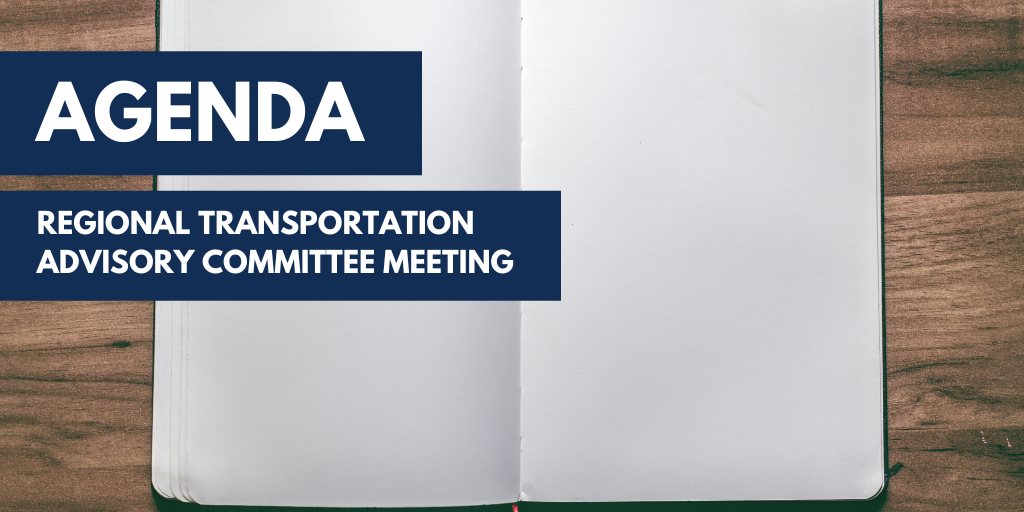 Graphic of blank pages in a journal stating Agenda Regional Transportation Advisory Committee Meeting